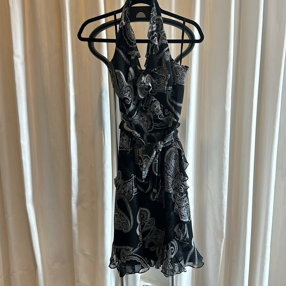 WHBM Paisley Black/White Halter Dress